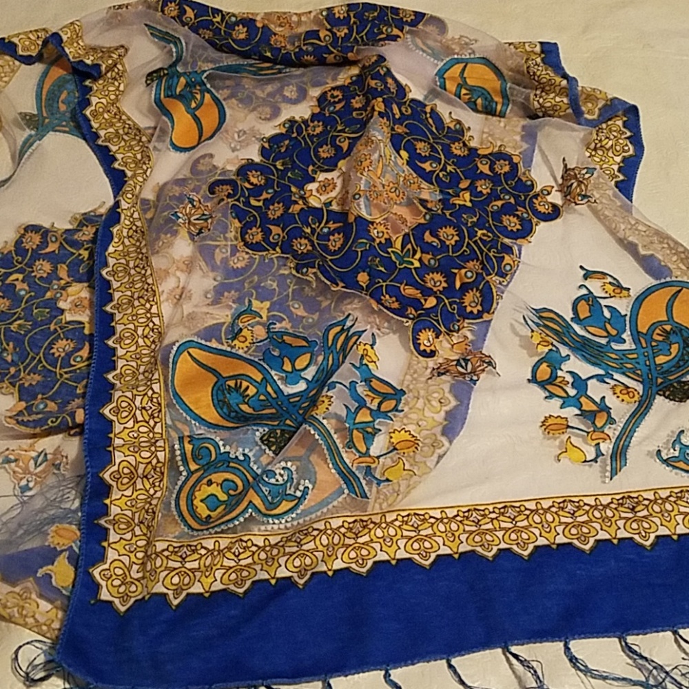 KA & SAL Blue See Through Scarf
